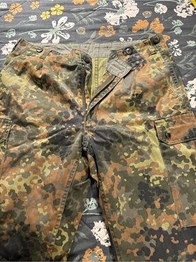 German Flecktarn camouflage field trousers Men's Camo Cargo Green/Brown 34/31